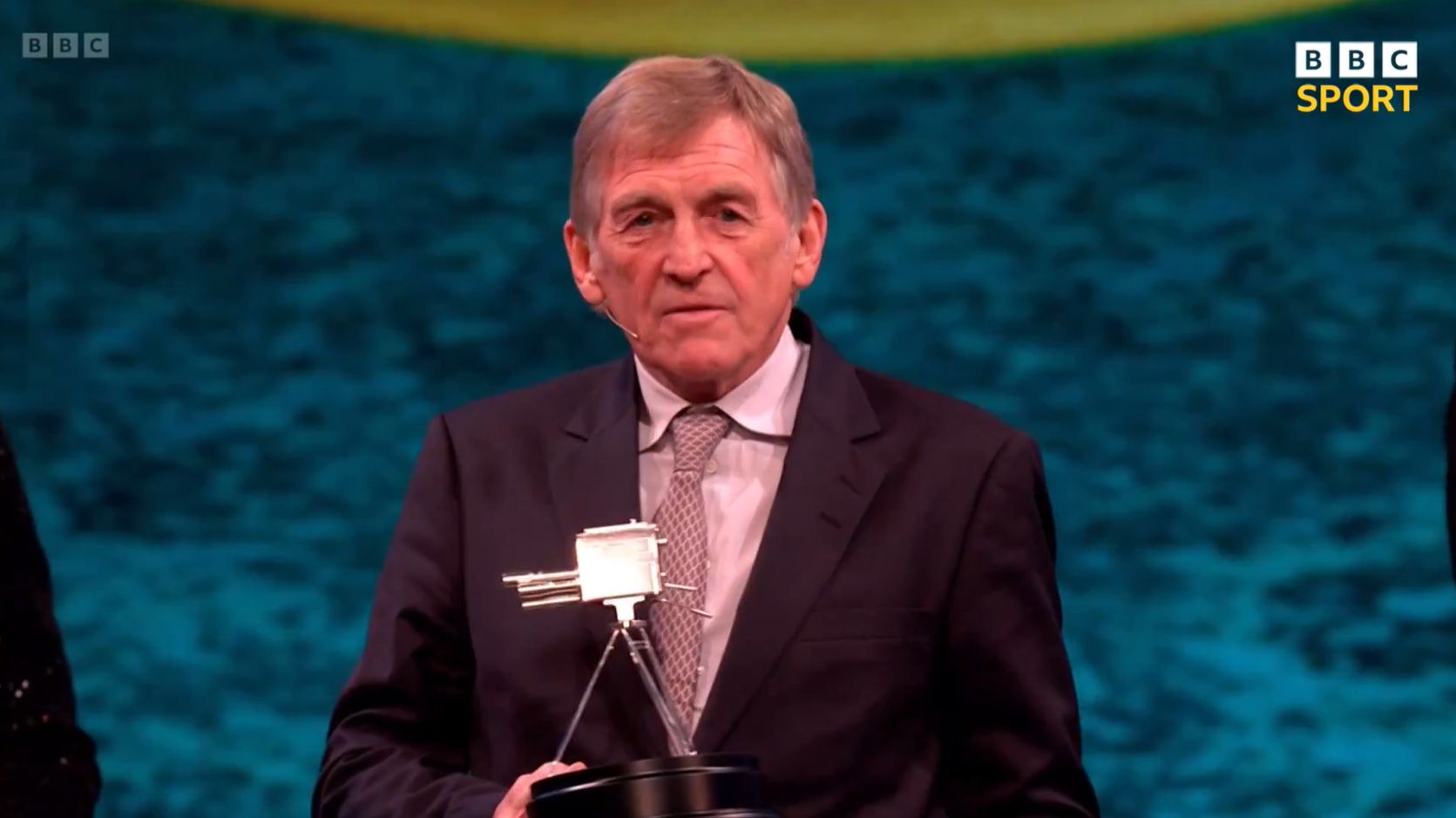 Sir Kenny Dalglish receives the Lifetime Achievement Award at the 2023 BBC Sports Personality of the Year ceremony