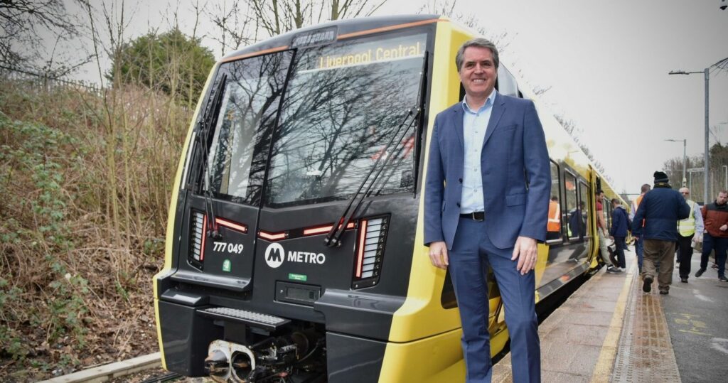 Metro Mayor Steve Rotheram with the new Merseyrail trains