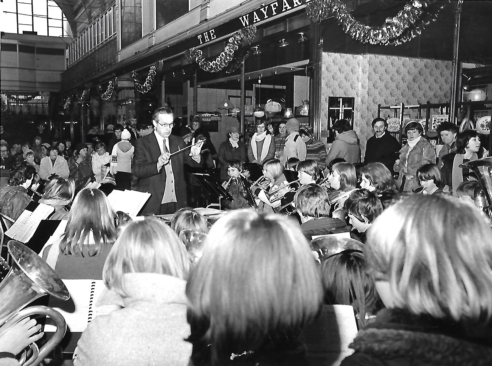 Shoppers at Wayfarers Shopping Arcade in Southport were treated to Christmas Carols from a variety of bands plus a visit from the Southport Theatre pantomime cast in December 1982
