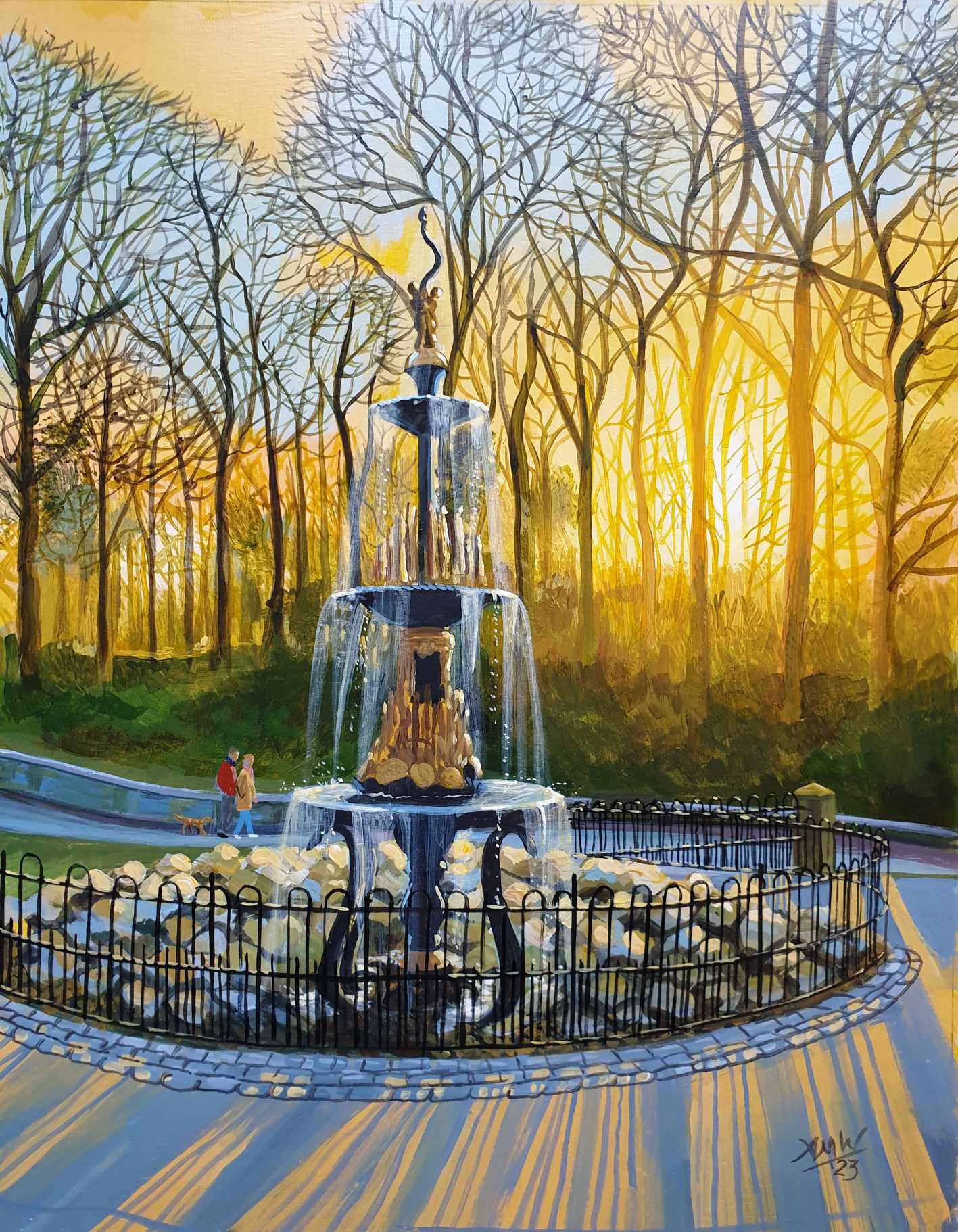 Artwork by Southport artist Tony Wynne. The fountain at Hesketh Park in Southport