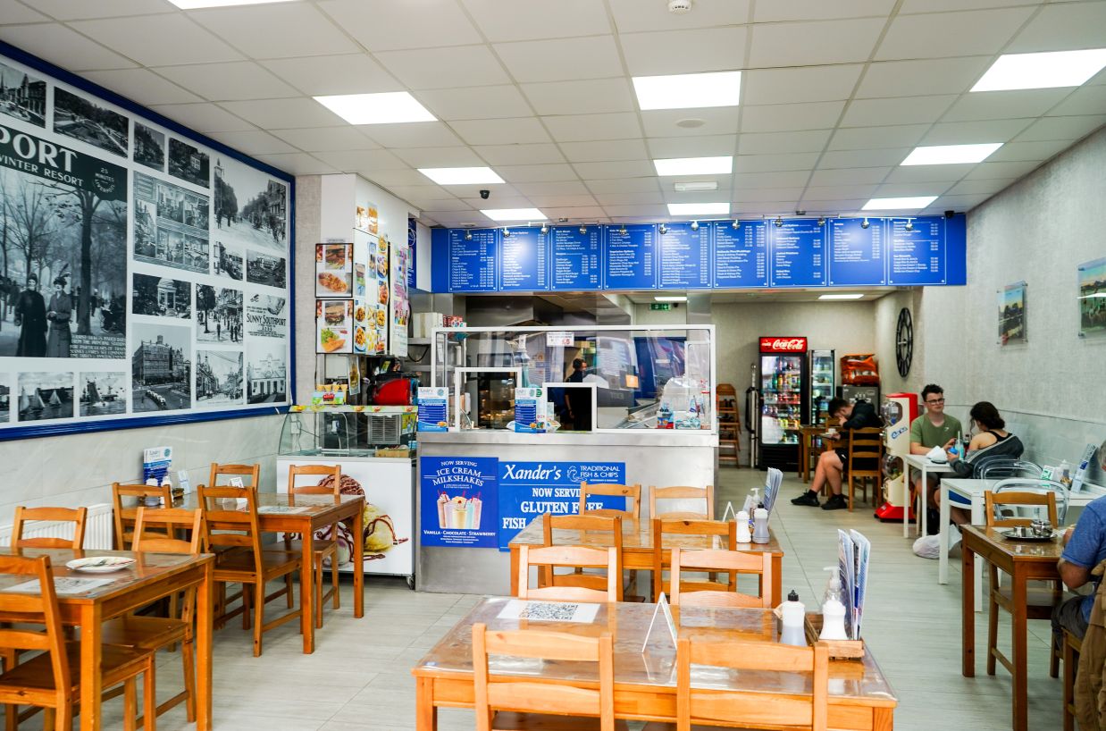 Xander's Fish Bar, on Eastbank Street in Southport town centre, owned by Danny Ghinea. Photo by Bertie Cunningham Southport BID