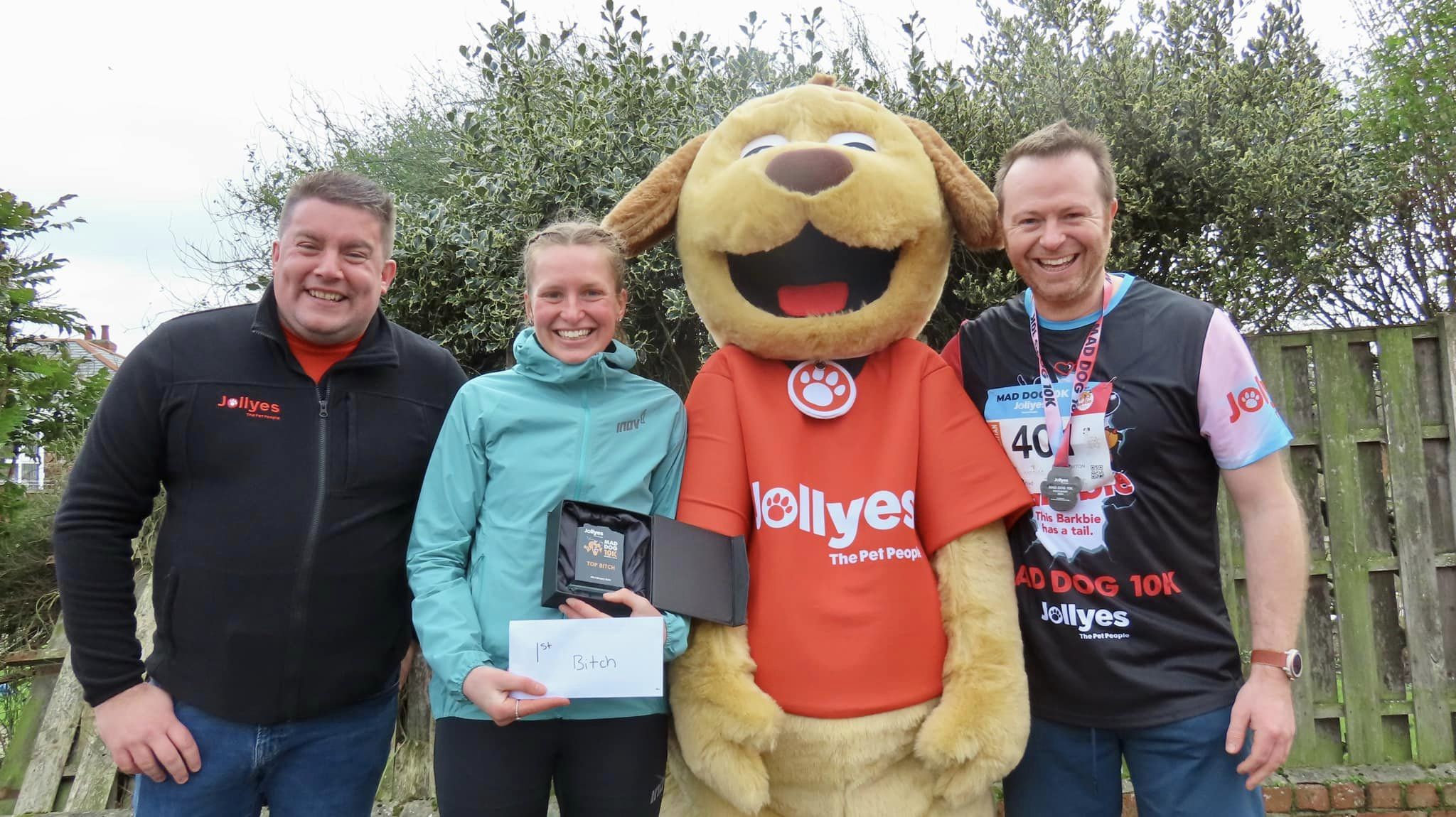 Hundreds of runners enjoyed the Southport Mad Dog 10lk run sponsored by Jollyes - The Pet People. Jollyes head of marketing Phil Turner-Naylor (left); Jollyes CEO Joe Wykes (right); and women's race winner Nicola Jackson 