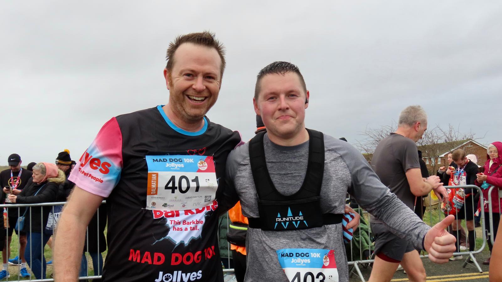 Hundreds of runners enjoyed the Southport Mad Dog 10lk run sponsored by Jollyes - The Pet People. Jollyes CEO Joe Wykes (left) and Jollyes Southport Store Manager Jonny Wareing   Photo by Andrew Brown Arena PR  