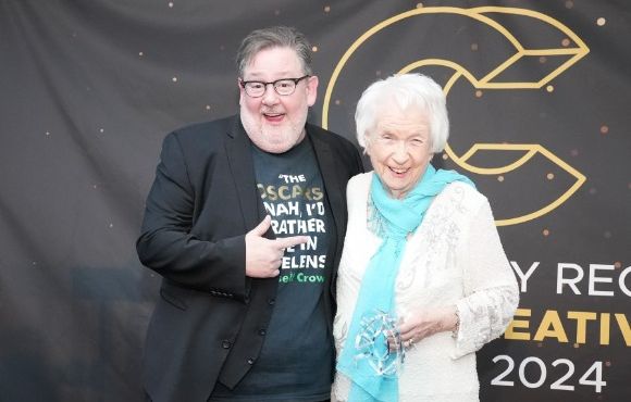 Actor and comedian Johnny Vegas presented his Benidorm on-screen mum  Liverpool born actress Elsie Kelly  with a Judges Inspiration Award (Lifetime Achievement)