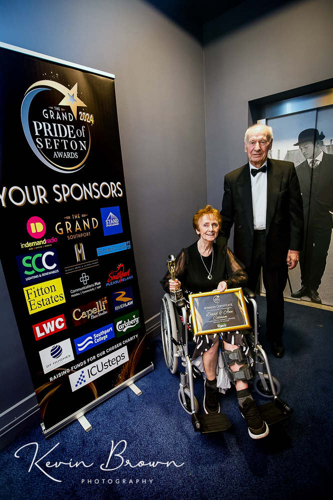 David and Ann Cobham were awarded the Community Impact Award, sponsored by Carlsberg, at the 2024 Grand Pride Of Sefton Awards. Photo by Kevin Brown Photography