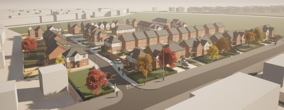 An artist's impression of new Sandway Homes on the site of the former Bootle High School. Image by John McCall Architects