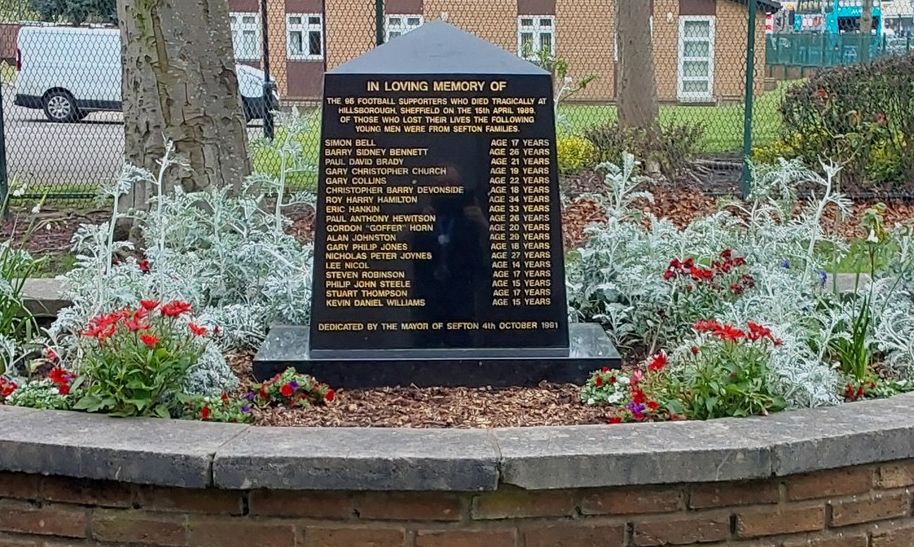 The Sefton Hillsborough Memorial outside Crosby Library
