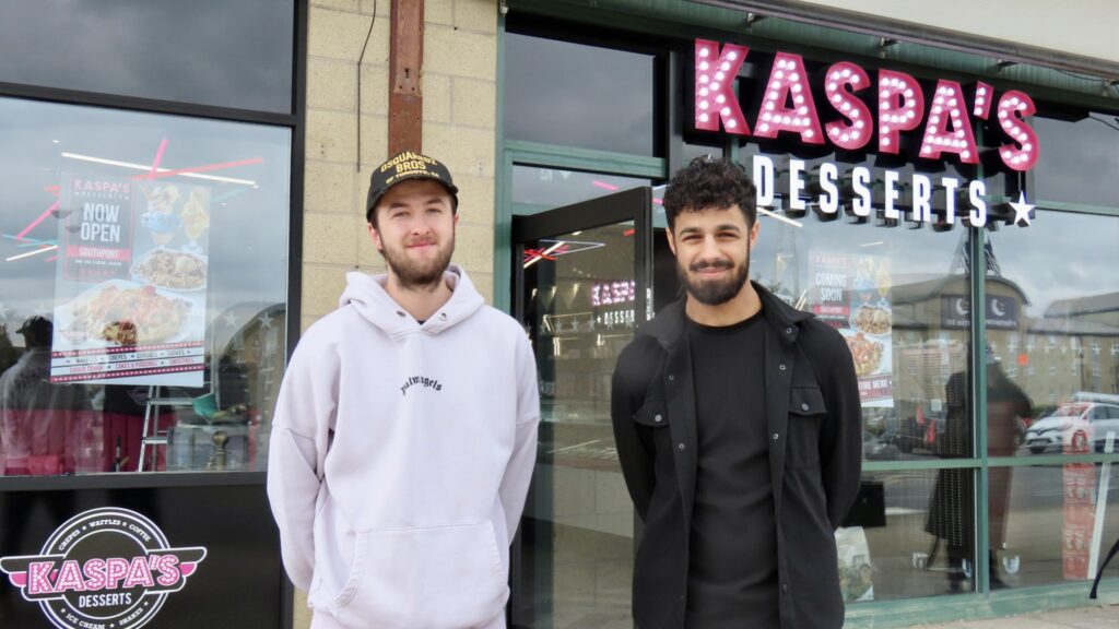 Ben Lehotkai and Nidal Alkhanshali at Kaspa's Desserts at Ocean Plaza Leisure in Southport. Photo by Andrew Brown Stand Up For Southport