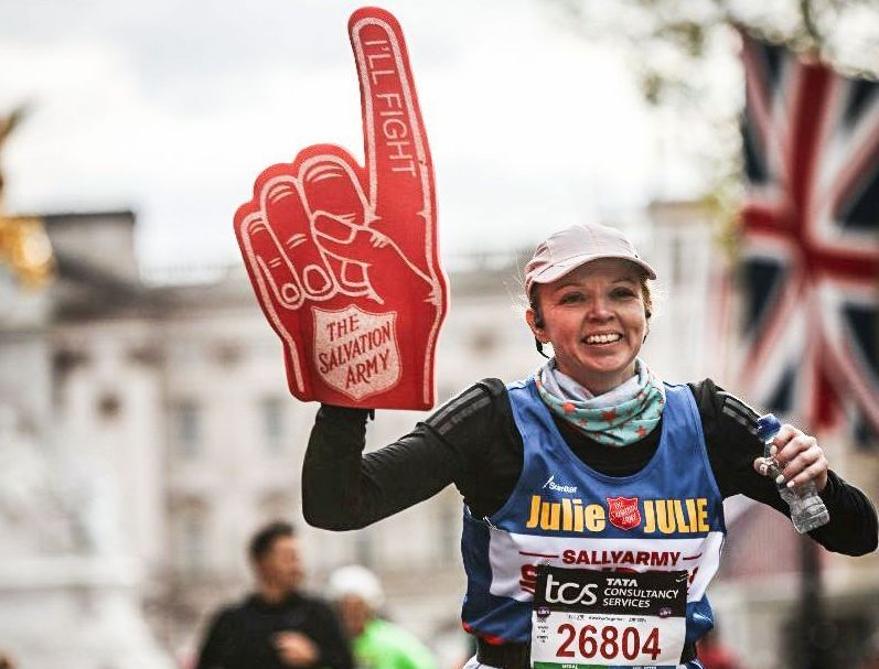 Julie Askew from Southport completes the London Marathon for The Salvation Army