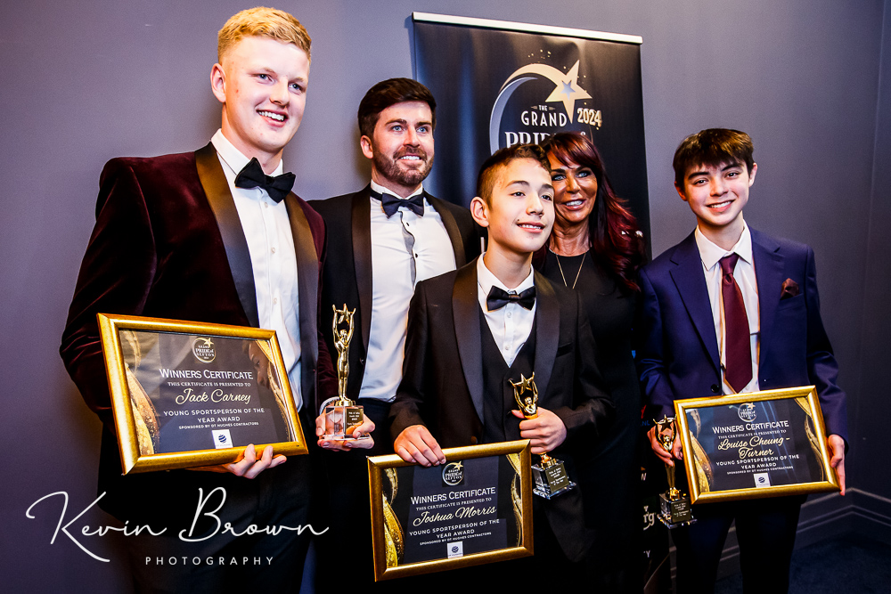The 2024 Pride Of Sefron Awards at The Grand on Lord Street in Southport. The Young Sportsperson Of The Year winners: Jack Carney (left), Joshua Morris (centre) and Louis Cheung-Turner (right)