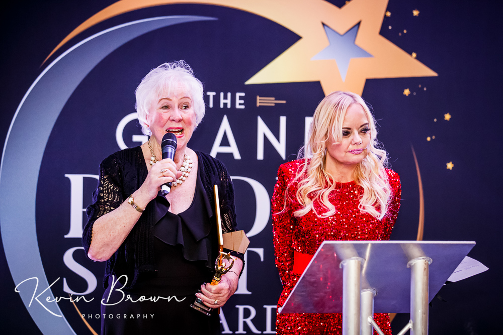 Barbara Rouse was awarded Sefton Courage Award at the 2024 Grand Pride Of Sefton Awards at The Grand in Southport by Peter Equizi from Capelli Hair Studio in Southport. Photo by Kevin Brown Photography