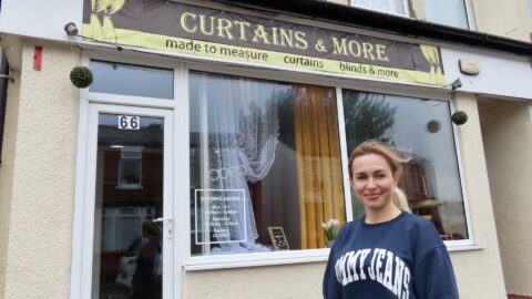Ukrainian curtain maker draws on skills to open new shop in Southport town centre