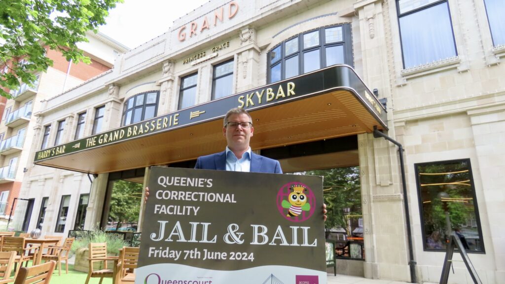 Geoff Wareham, the Commercial Director at Mikhail Hotel And Leisure Group, is taking part in the Jail and Bail fundraiser for Queenscourt Hospice. He is pictured at The Grand on Lord Street in Southport