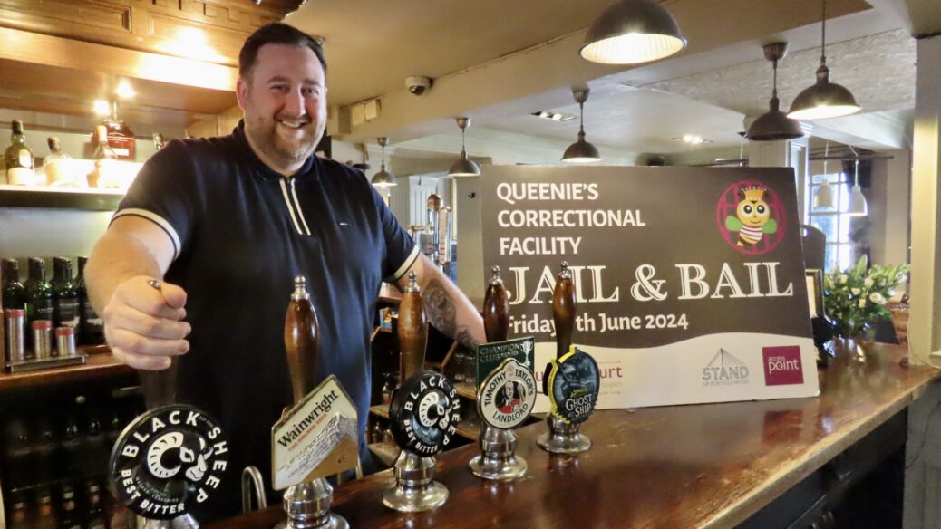 Dave Langshaw, the landlord of The Hesketh Arms pub in Churchtown in Southport, is taking part in the Jail and Bail fundraiser for Queenscourt Hospice.