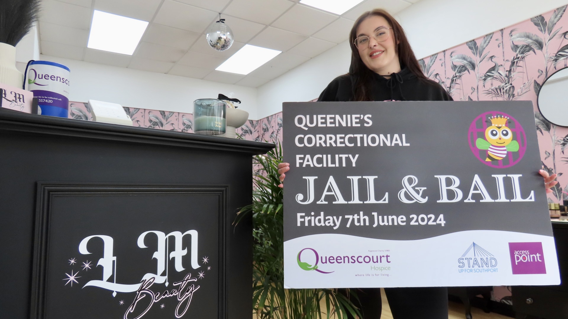 Laura Murray, owner of LM Beauty in Wayfarers Shopping Arcade in Southport, is taking part in the Jail and Bail fundraiser for Queenscourt Hospice