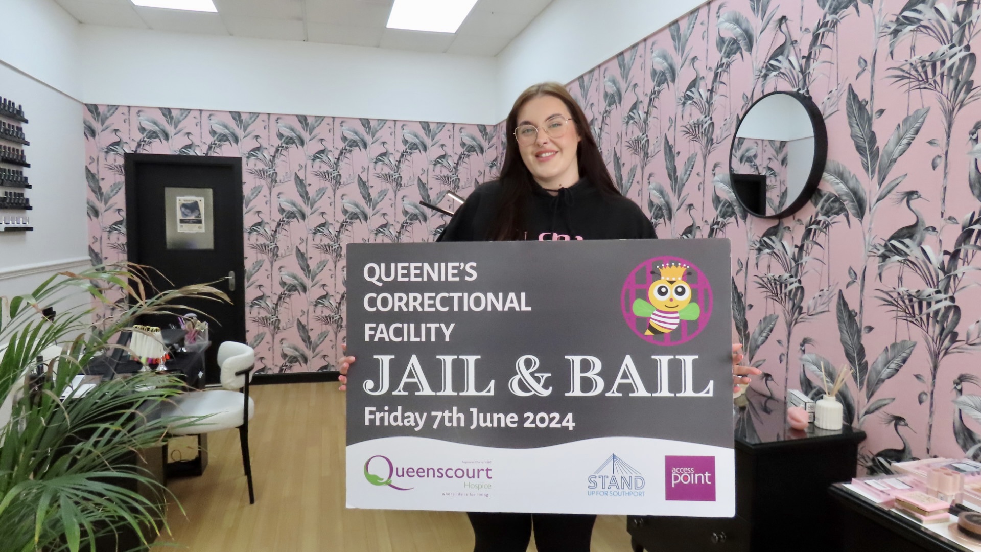 Laura Murray, owner of LM Beauty in Wayfarers Shopping Arcade in Southport, is taking part in the Jail and Bail fundraiser for Queenscourt Hospice