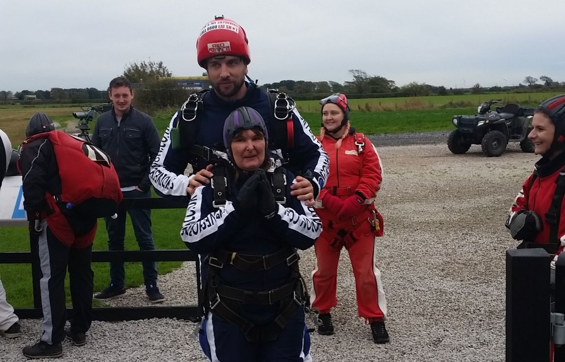 Ursula Simpson, aged 53, has worked at Dobbies Southport store for 14 years. She raised money for Teenage Cancer Trust by skydiving with colleague Ashleigh Hatton