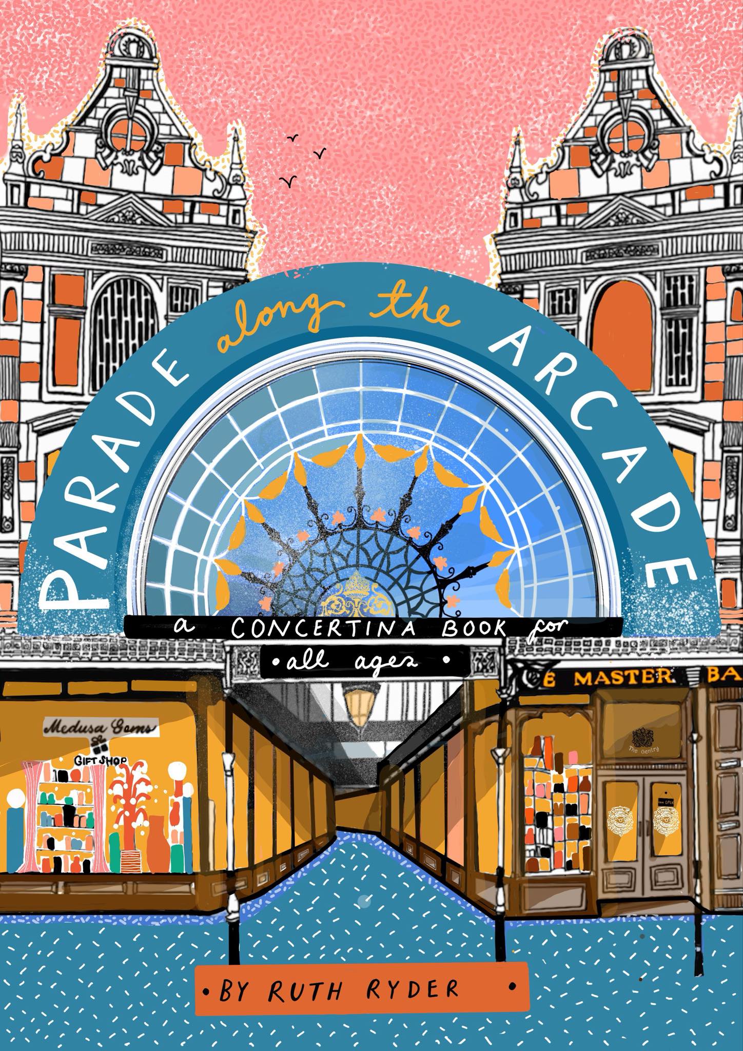 Artist Ruth Ryder is creating stunning artwork of Wayfarers Shopping Arcade in Southport for a special book called Parade Along The Arcade for people of all ages