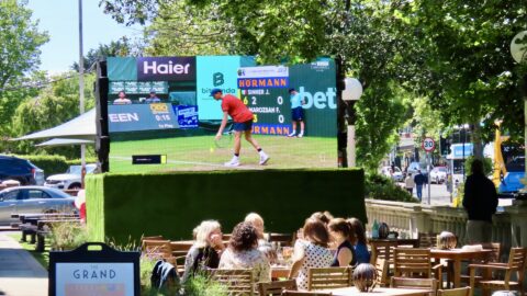 Tennis fans enjoy Wimbledon at The Grand gardens in Southport with Small Plates and Pimm’s