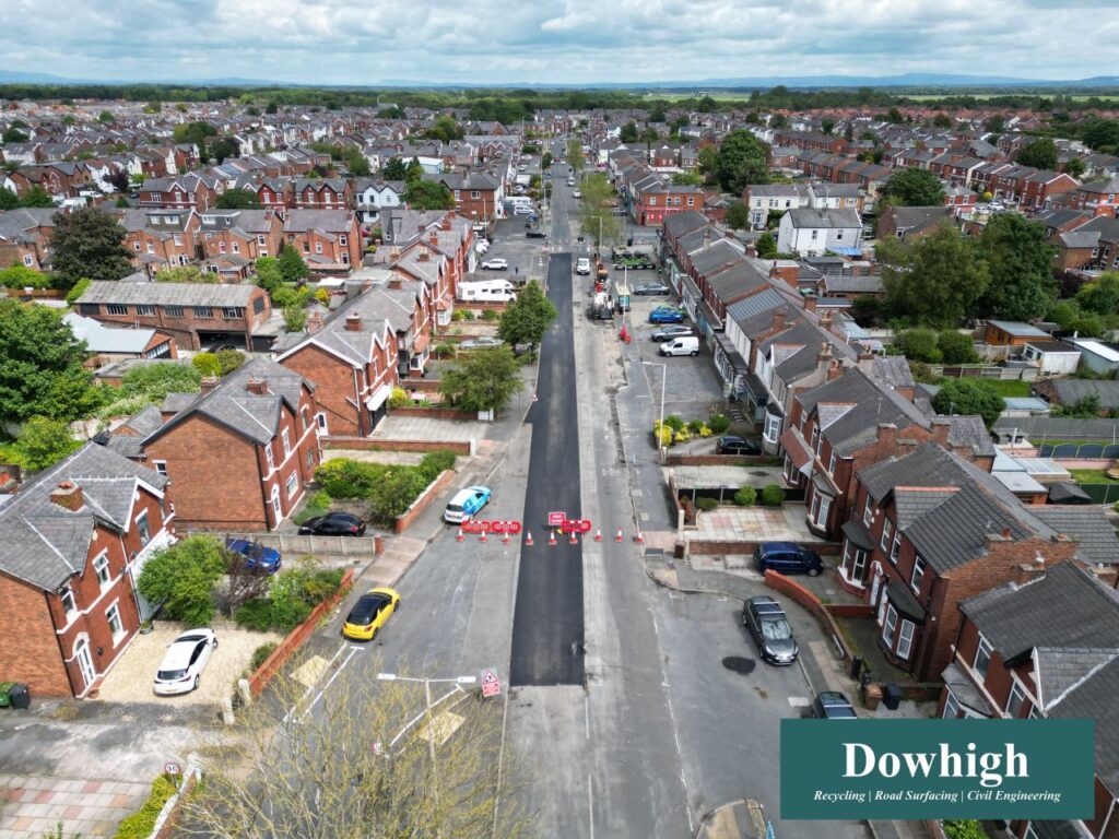 Dowhigh Ltd carried out carriageway resurfacing work to improve Bispham Road in High Park in Southport. Photo by Dowhigh