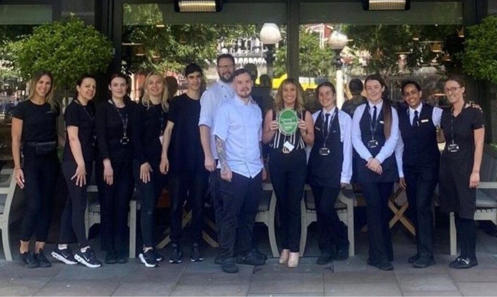 Staff at The Vincent hotel in Southport celebrate being awarded a Silver Award by Green Tourism