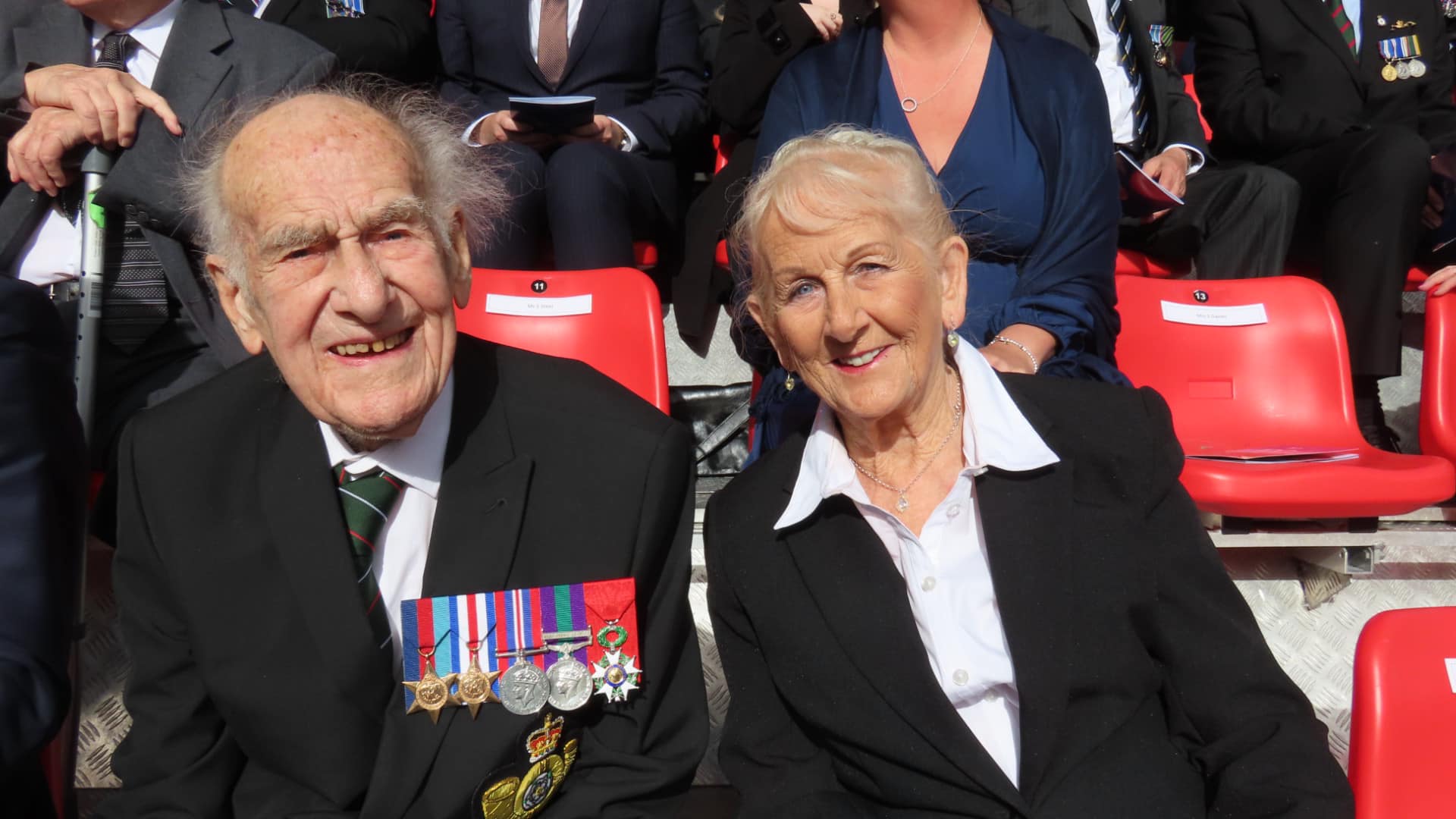 One of the legends at the Southport War Memorial re-dedication by Princess Anne in 2023 - Harry Howorth, aged 102, a D-Day veteran who landed on Sword Beach on 6th June 1944 . He was invited with his daughter; Edna English as a guest of honour to meet Princess Anne. Photo by Andrew Brown Stand Up For Southport