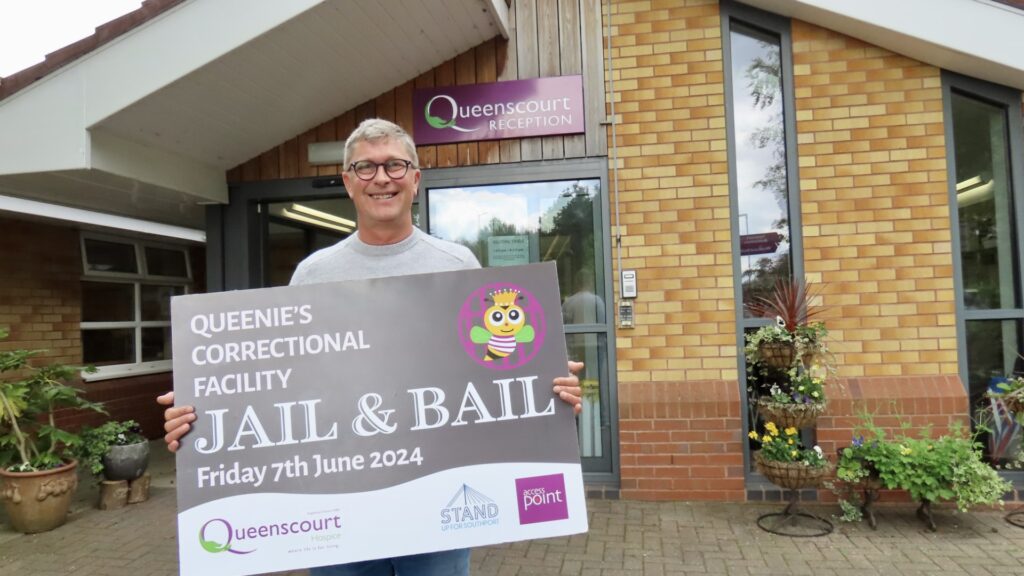 Jon Hardy is raising money for Queenscourt Hospice through the Jail and Bail fundraiser.