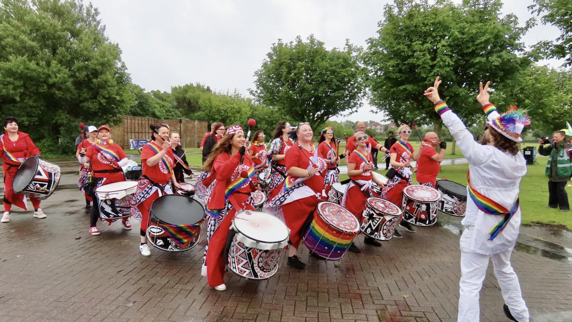 The Sefton Pride event in Southport in 2024. The Batala Mersey drummers. Photo by Andrew Brown Stand Up For Southport