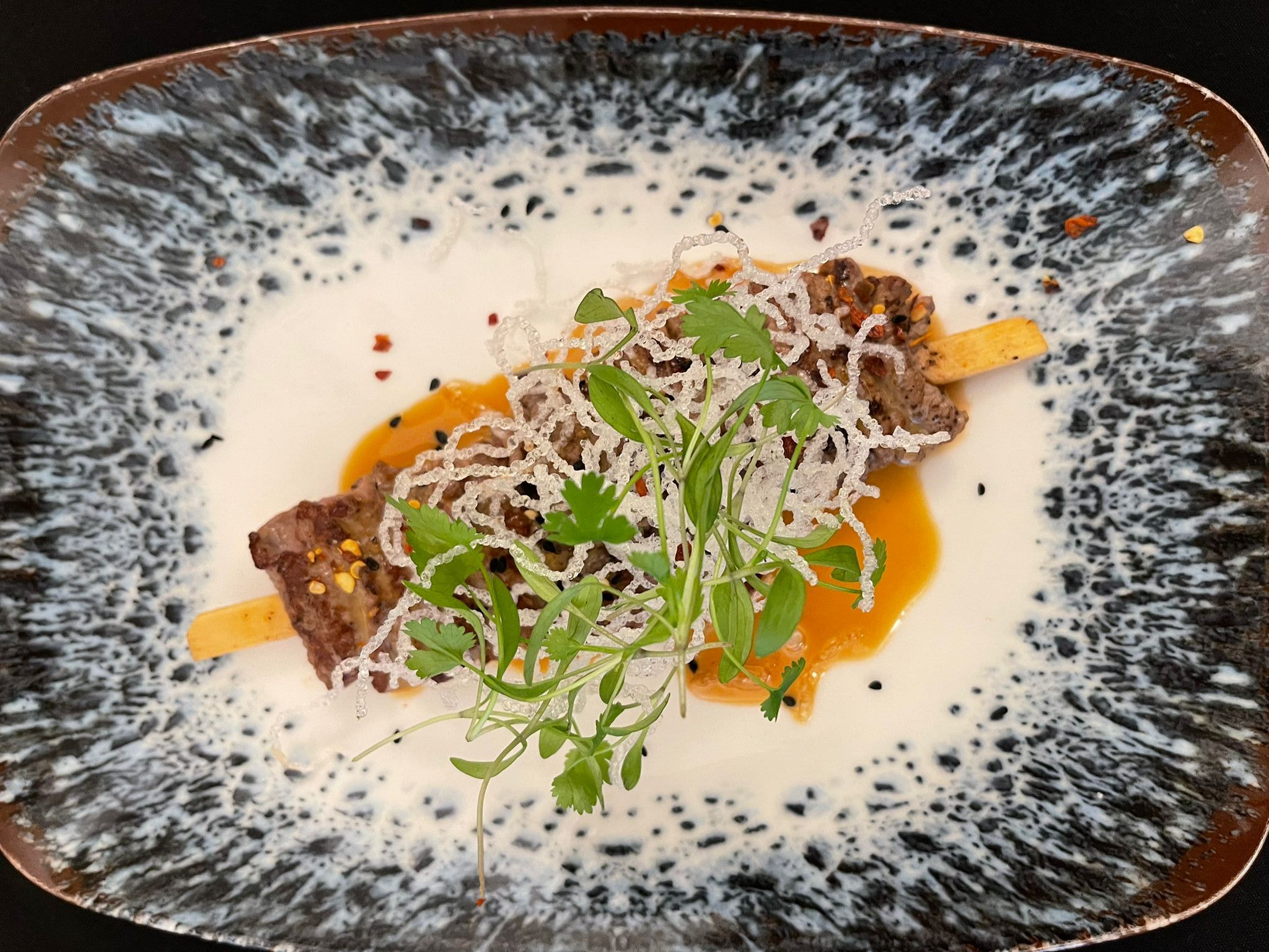 Seared beef with a soy caramel and crispy vermicelli at The Grand Southport