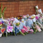 Tributes at the scene of the tragedy at Hart Street in Southport. Photo by Andrew Brown Stand Up For Southport