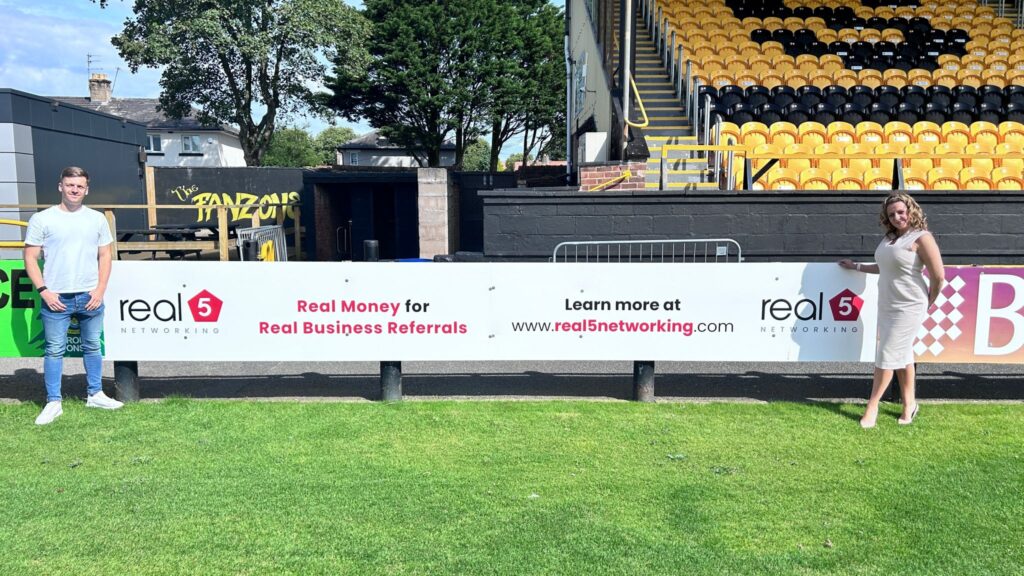 Real 5 Networking has shown its support for Southport Football Club by taking out an advertising board at The Big Help Stadium