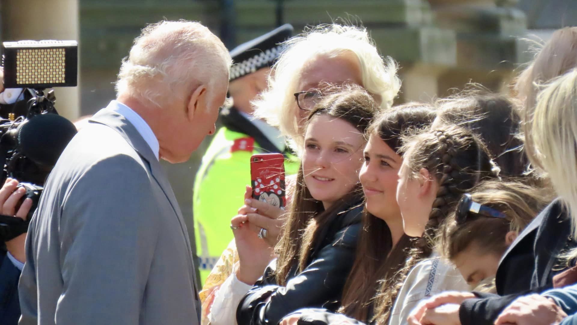 King Charles enjoys a royal visit in Southport. Photo by Andrew Brown Stand Up For Southport