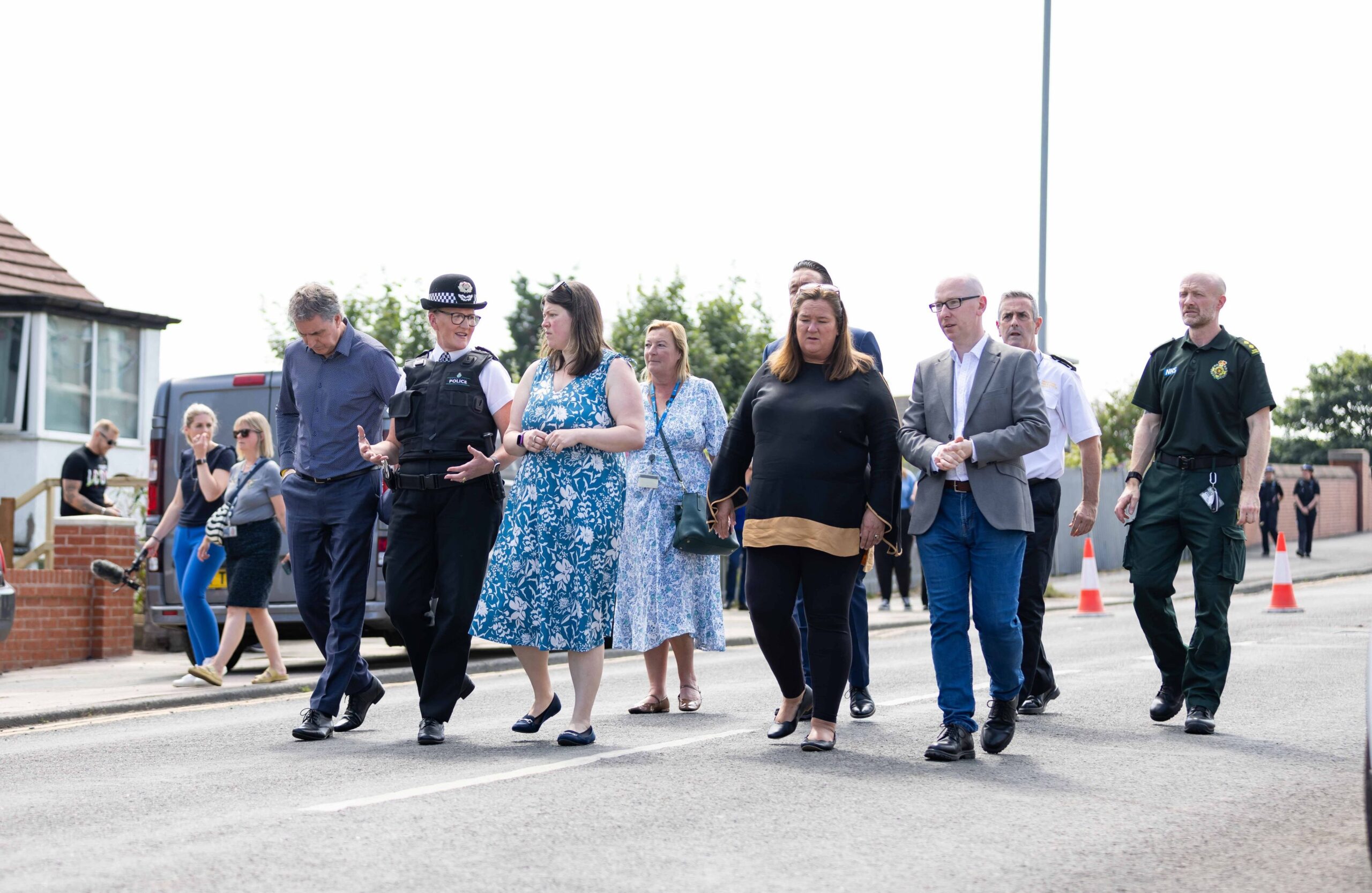 Senior police, fire and council figures visited Southport to applaud clean up efforts following the riot on Tuesday