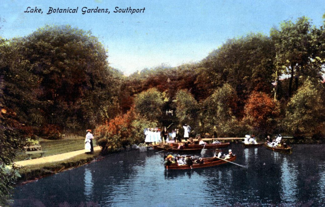 A nostalgia picture of people boating at the Botanic Gardens in Churchtown in Southport. Photo by Sefton Looking Back