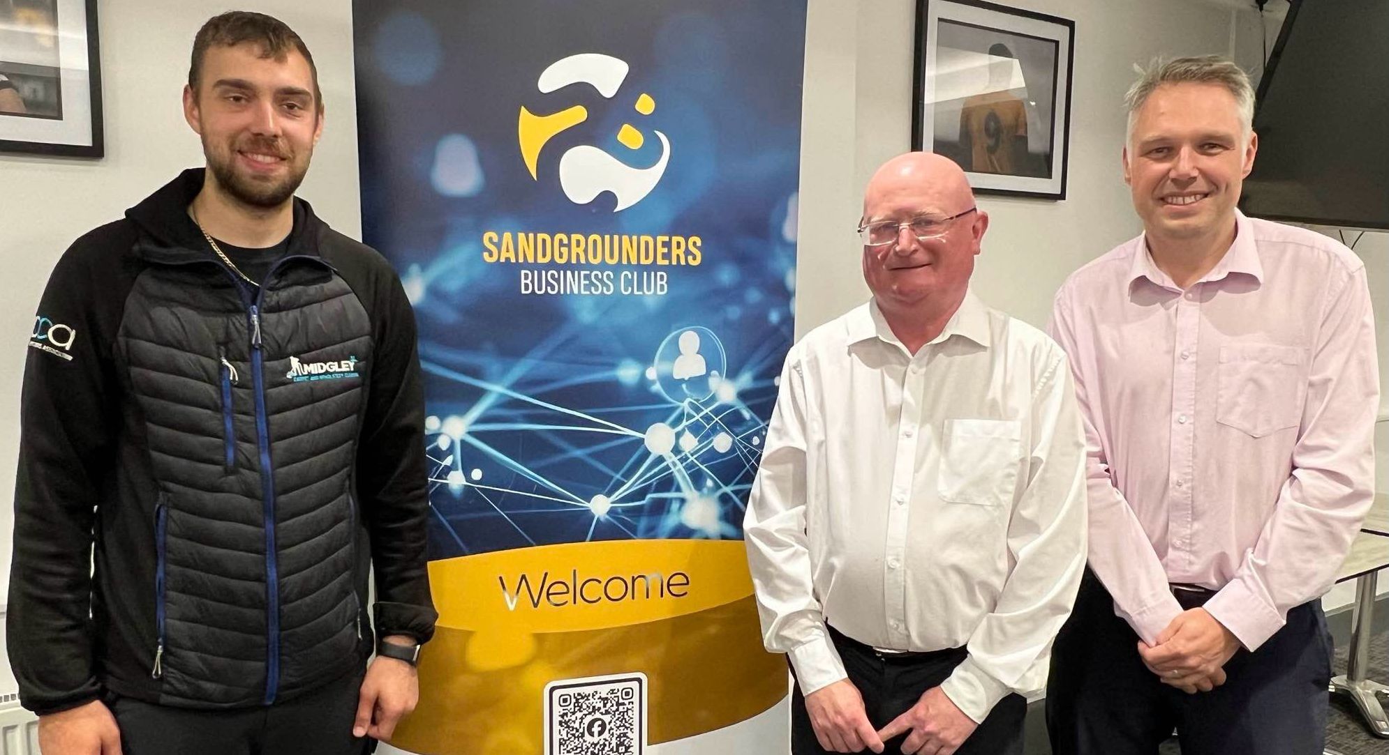 Sandgrounders Business Club takes place at Southport Football Club. Aaron Midgeley (Midgley Carpet and Upholstery Cleaning), Chris Harding (Birkdale Insurance) and Darren Court (Southport Football Club)