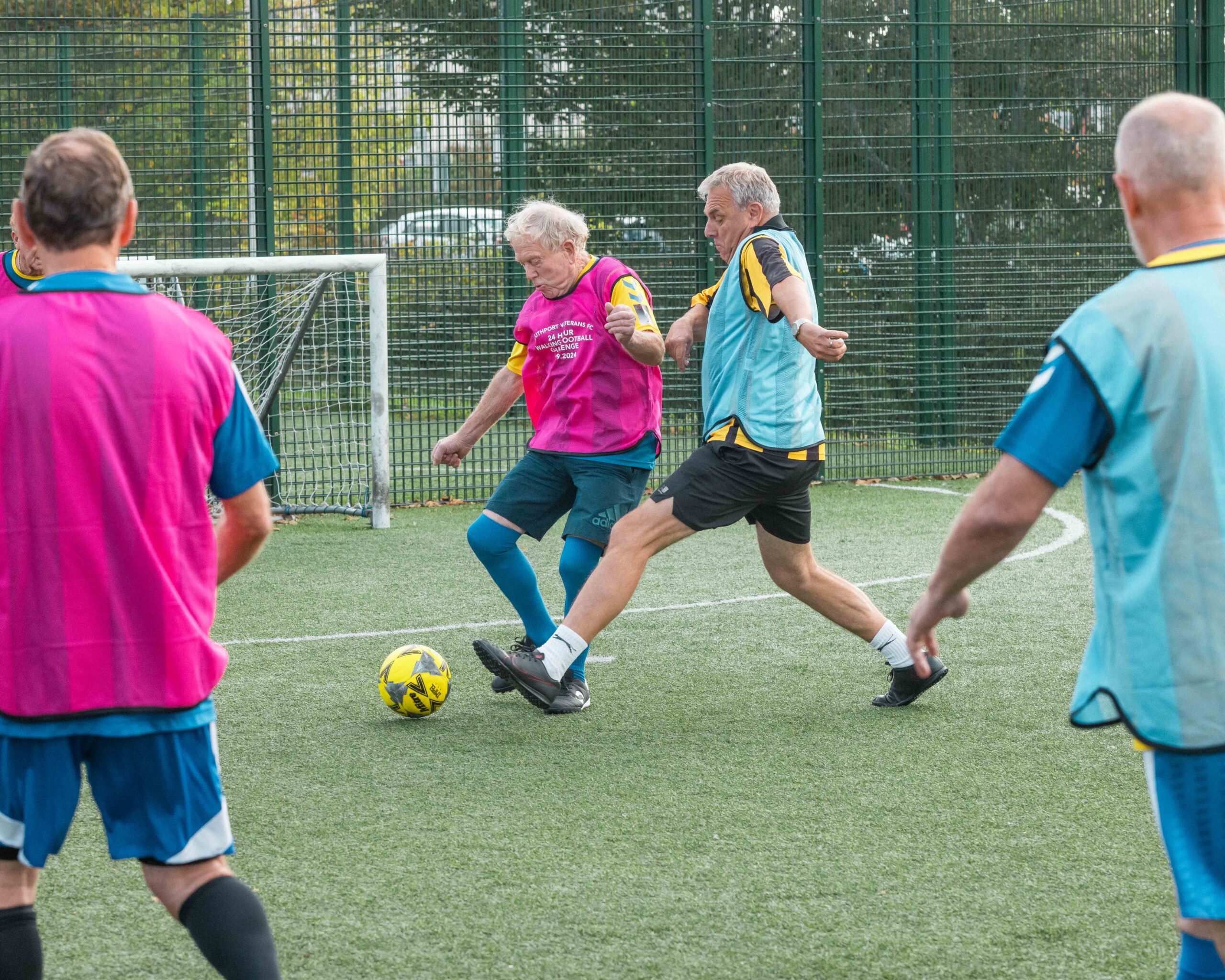 Southport Veterans FC staged a 24 hour walking football challenge to raise money for the three primary schools attended by the three young girls who were killed at The Hart Space in Southport on 29th July 2024. Photo by Zack Downey of ZED Photography for Stand Up For Southport