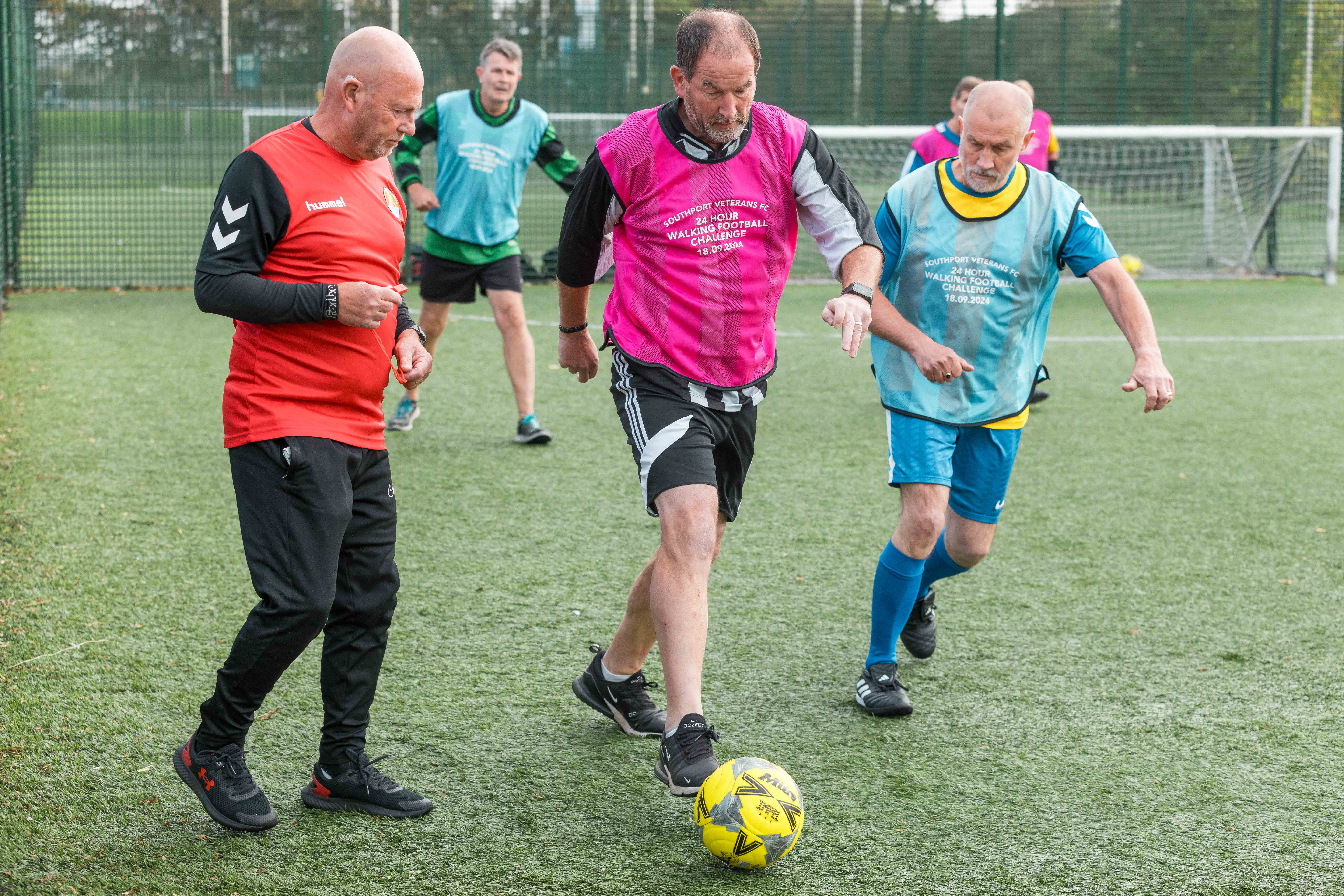 Southport Veterans FC staged a 24 hour walking football challenge to raise money for the three primary schools attended by the three young girls who were killed at The Hart Space in Southport on 29th July 2024. Photo by Zack Downey of ZED Photography for Stand Up For Southport