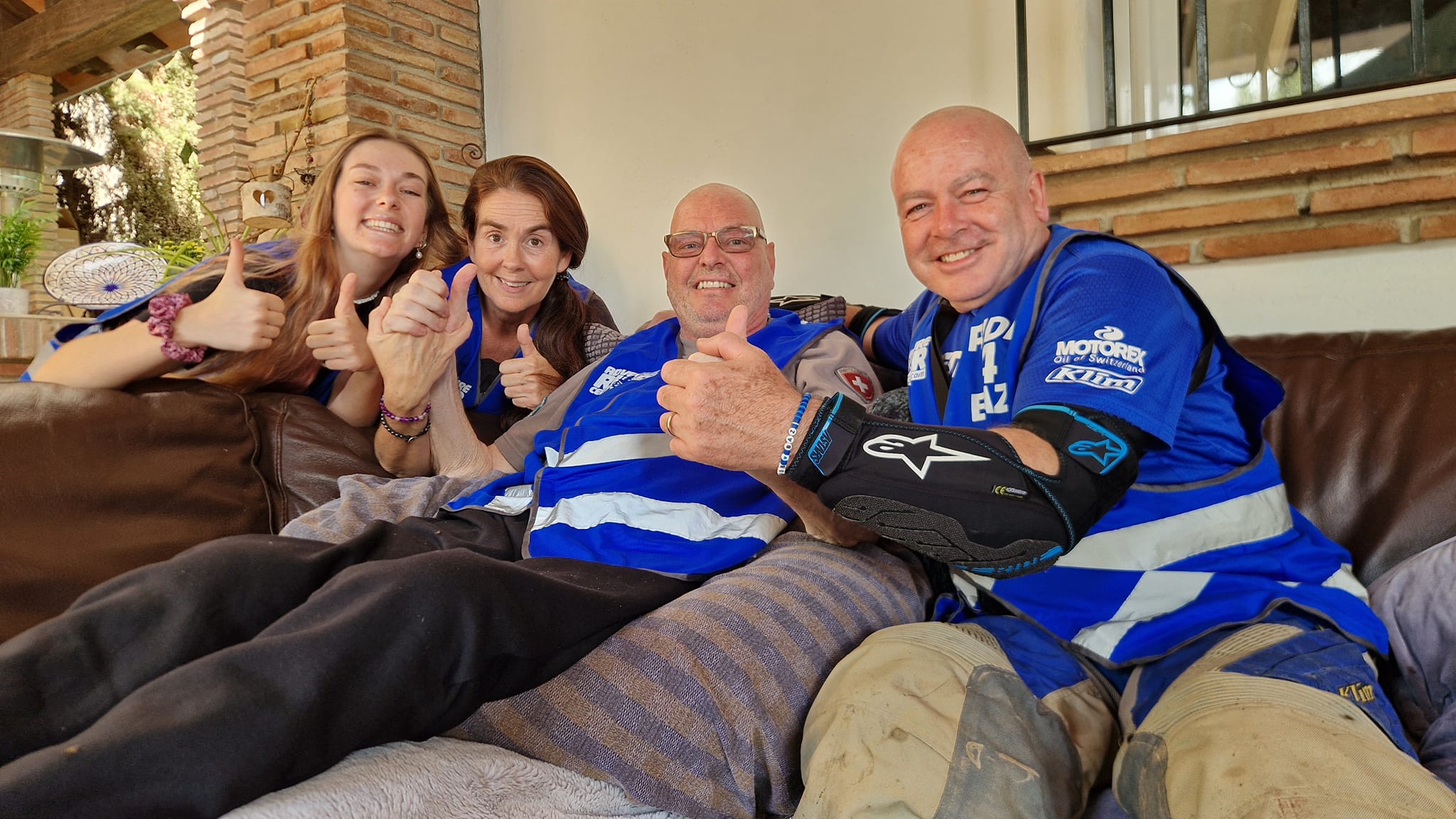 Graeme Thow with Baz Fleming, Karen Waind and Jaz Fleming in Mijas after his Ride4Baz ride