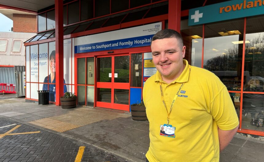 Lewis Pugh has secured a theatre assistant job at Leigh Hospital and says his time as a volunteer at Southport Hospital helped him get the start he was looking for