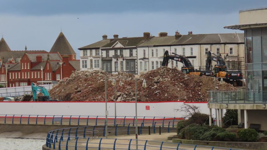 Works at the Marine Lake Events Centre site in Southport