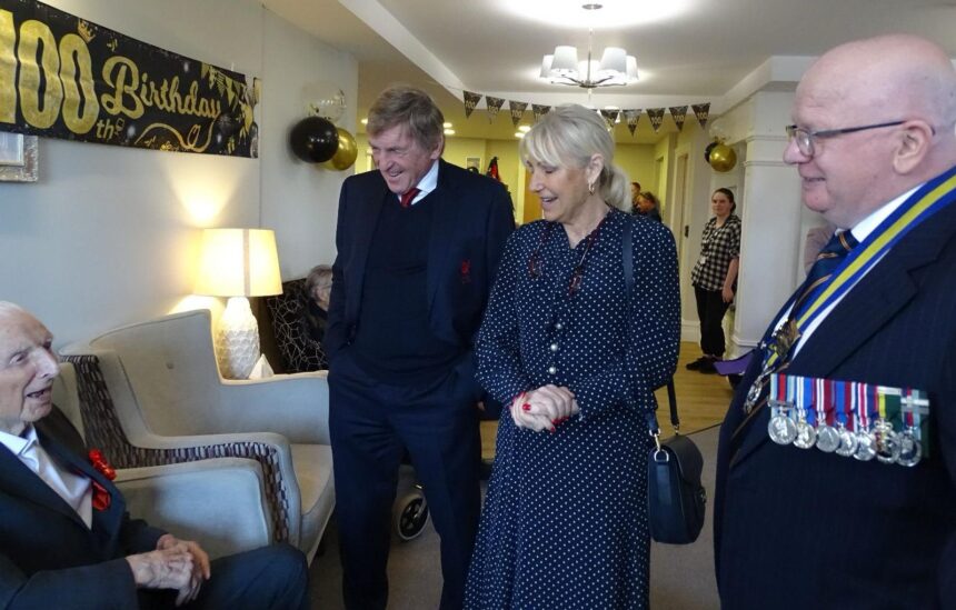 World War Two veteran and lifelong Liverpool FC fan Bob Laverty enjoyed a 100th birthday celebration with a lovely surprise when Liverpools greatest ever player, Sir Kenny Dalglish, and wife Marina Dalglish, called in to congratulate him