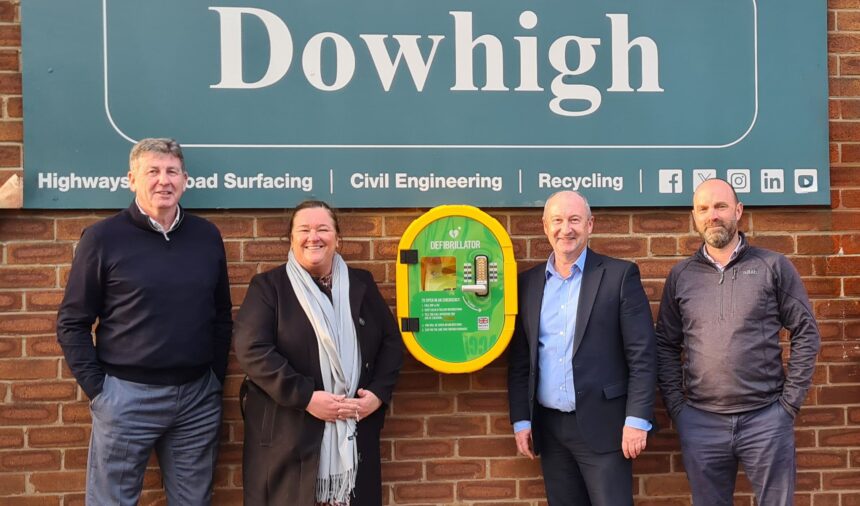 Dowhigh welcomed Sefton Council Leader Cllr Marion Atkinson to their headquarters where she officially unveiled their brand new community defibrillator