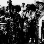 The Mayor of Sefton Cllr Mrs Beryl Lamont at the festival surrounded by people of all ages who had brought their teddy bears along to be judged in a bear competition