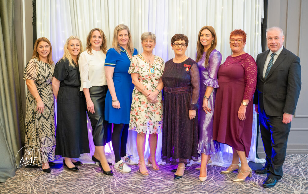 The International Women's Day celebration organised by Queenscourt Hospice and Stand Up For Southport at The Grand Southport. Event organisers and guests including (from left): Claire Brown (Stand Up For Southport); Tammy Burgess (Southport FC); Liz Hartley (Queenscourt Hospice); Rachel Fitzgerald (Southport BID); Mayor of Sefton Cllr June Burns; Merseyside Deputy Lord Lieutenant Julie Lawson; Sreena Silcock-Prince (Silcock Leisure Group); Ged Janssen (Mikhail Hotel And Leisure Group); and Andrew Brown (Stand Up For Southport)