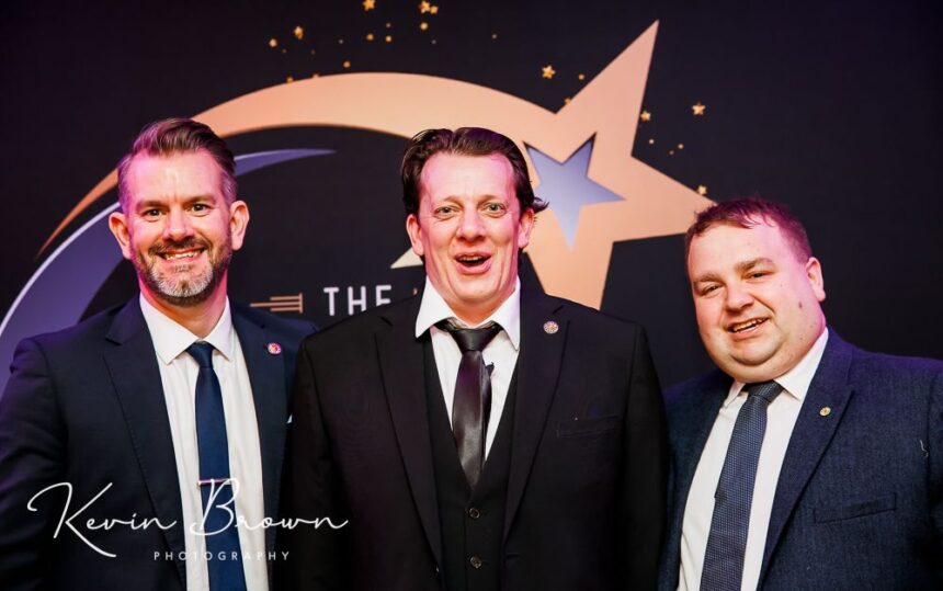 The Grand Pride Of Sefton Awards at The Grand in Southport. Southport Hesketh Round Table was a Finalist in the Sefton Charity Champion Award sponsored by Halliwell Jones Kia. Accepting the award were (from left): Dan Hubbard, Marc Foreman and Jordan Shandley