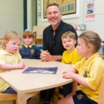 David Walliams at Churchtown Primary School in Southport