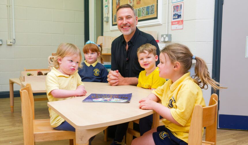 David Walliams at Churchtown Primary School in Southport
