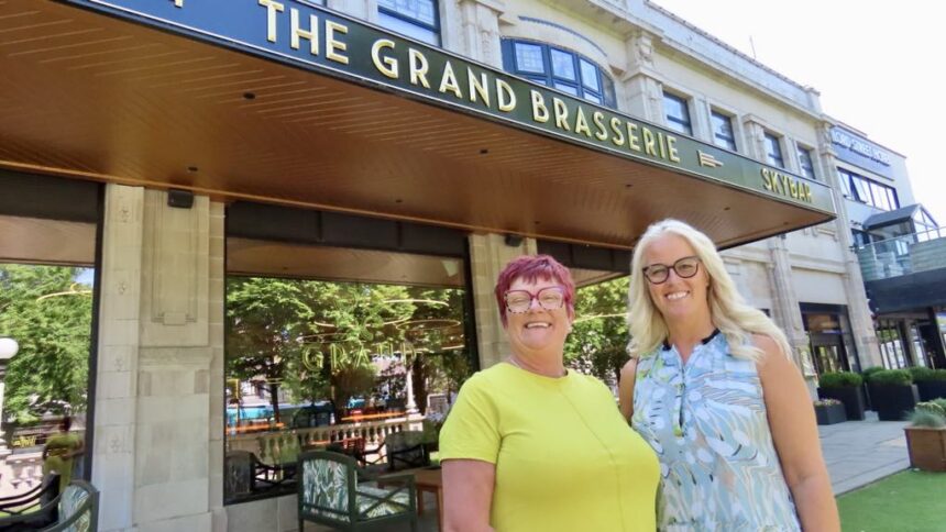 North West Cancer Research is inviting people to enjoy a Royal Ascot Ladies Day at The Grand in Southport on Thursday 19th June 2025. Mikhail Hotel and Leisure Group Business Development Manager Ged Janssen (left) and North West Cancer Research Southport Committee Chair Jane Sinclair (right). Photo by Andrew Brown Stand Up For Southport