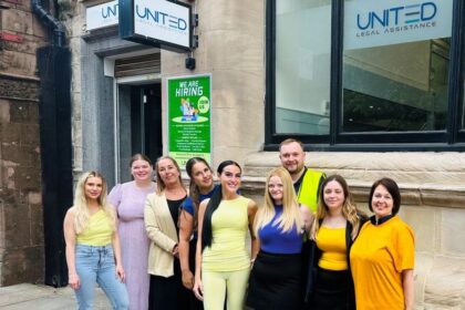 The team at United Legal Assistance in Southport have worn yellow to work today to show their support for Bebes Hive