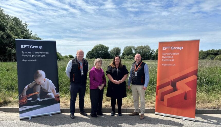 With support from Sefton Council, EFT Group Ltd will relocate to a long-vacant piece of land at Southport Business Park. Cllrs Atkinson and Lappin (Centre) with EFT company directors Adam Watts and Stewart Meechan